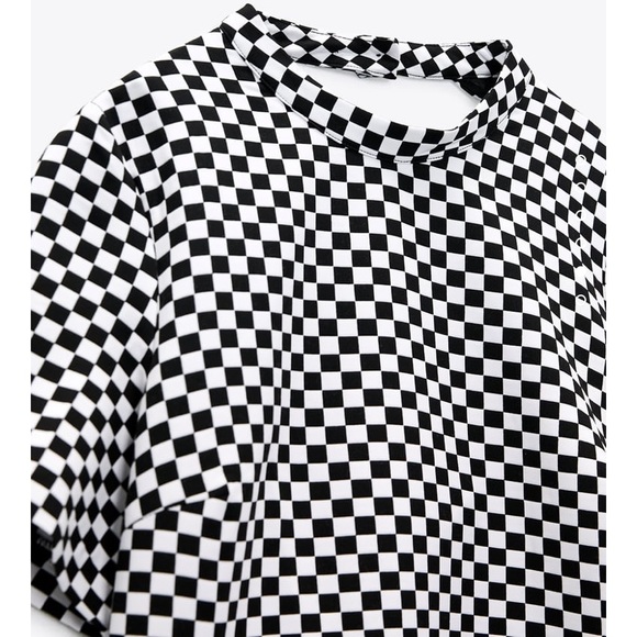 NWT Zara Checkered Short Backless dress Size Large Medium M/L - Picture 7 of 7
